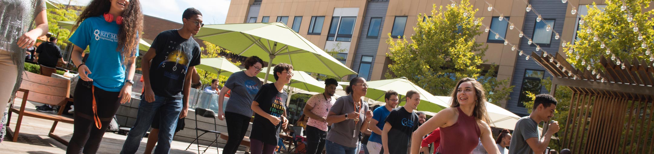 Students at an outdoor gathering